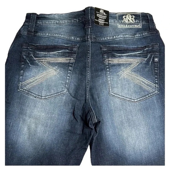 Rock & Republic,Jeans,Men 34x32 straight,faded,blue NWT,biker,moto comfy - Picture 4 of 13